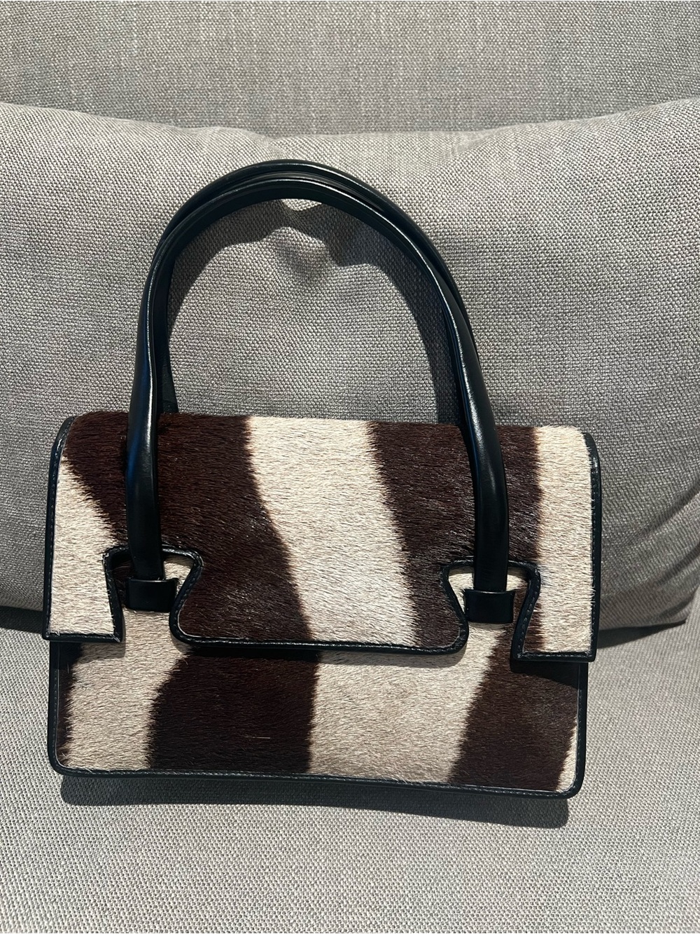 Vintage Zimmerman Ltd Taxidermists Nairobi Print Hair Leather Handbag